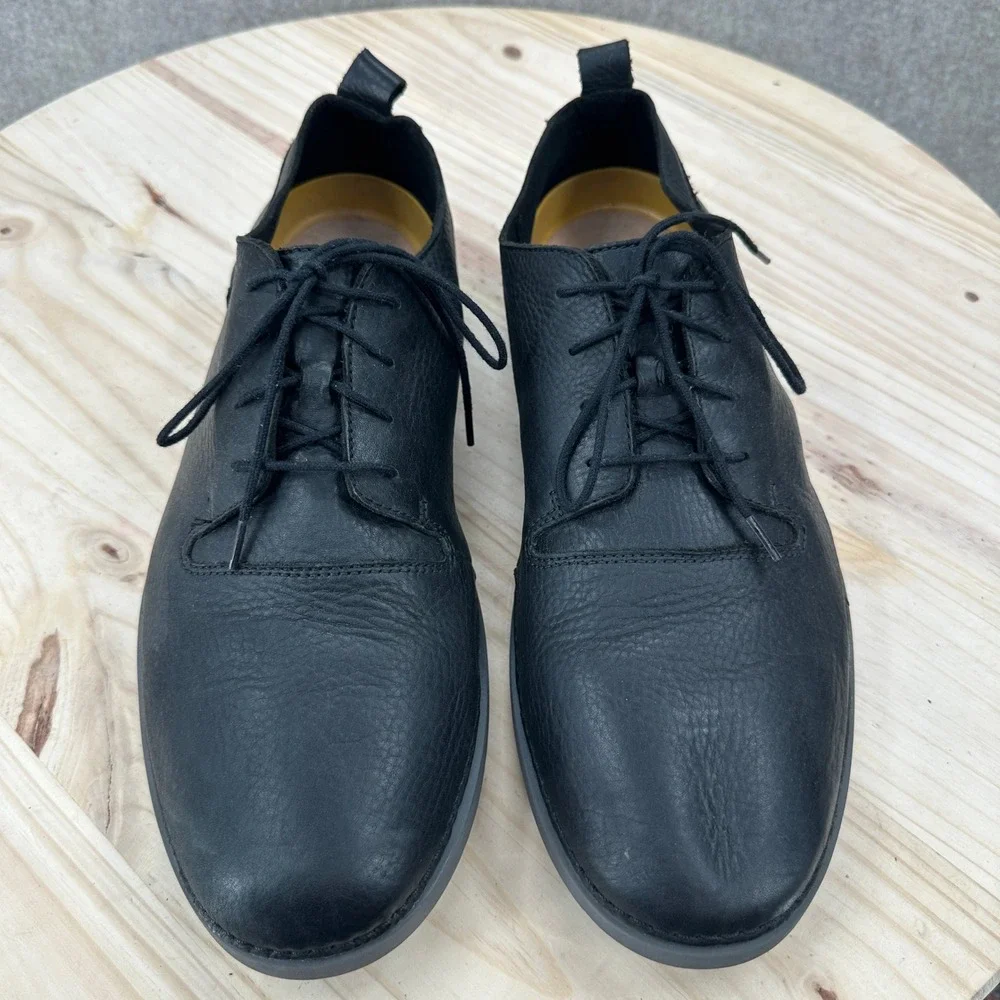 Clarks Hale Lace Shoes Mens 13 Black Leather Casual Derby Oxfords Buttery Soft